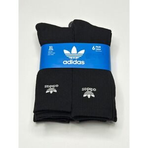Adidas Men's Black Crew Socks 6 Pair Pack Size XL Moisture Wicking